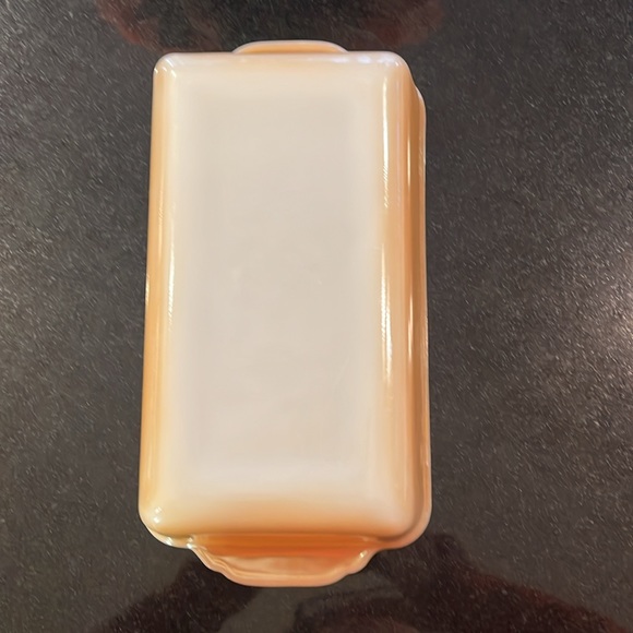 Fire King Peach Opalescent Luster Ware Platonite Loaf Pan - Picture 6 of 9